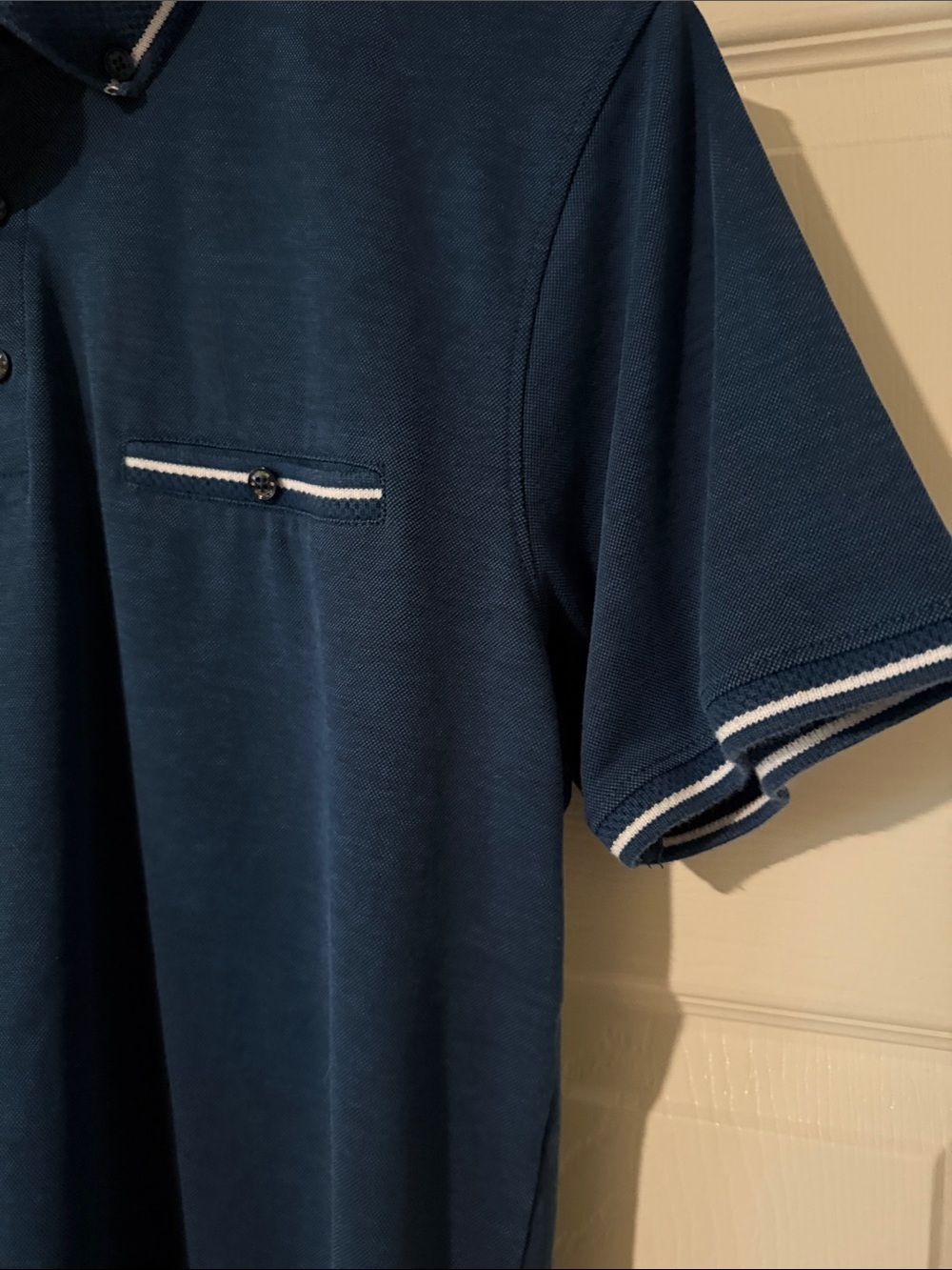Denim & Flower Ricky Singh Blue Polo with White Trim - Picture 4 of 7
